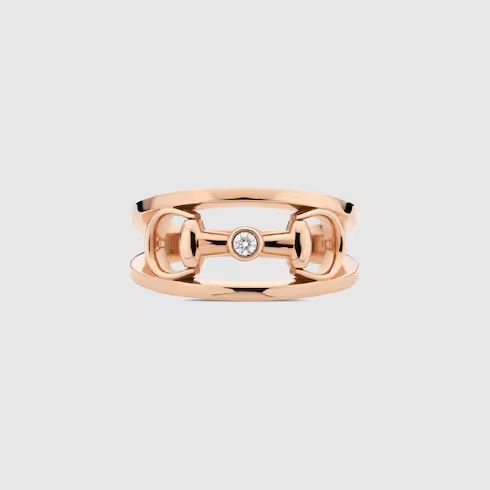 Gucci Horsebit 18k wide diamond ring