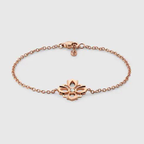 Gucci Flora diamond 18k chain bracelet