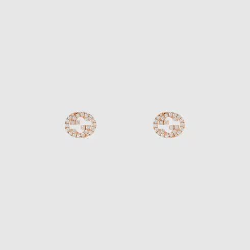 Gucci Interlocking diamond 18k stud earrings