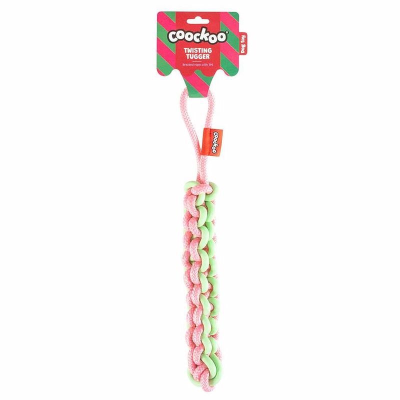 DUVO COOCKOO JUGUETE PERRO TWISTING TUGGER VERDE Y ROSA  45 x 4,5 x 4,5 CM