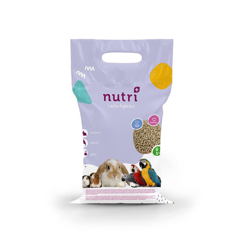 NUTRI+ Lecho higiénico natural y vegetal 8L (5KG)-para gatos, roedores y pequeños animales