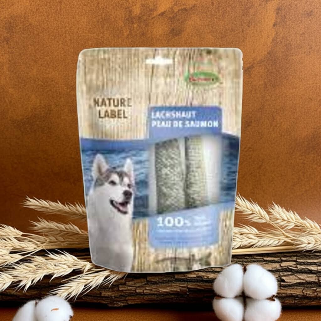 Snack natural de piel de salmón para perros – Bubimex 100 g