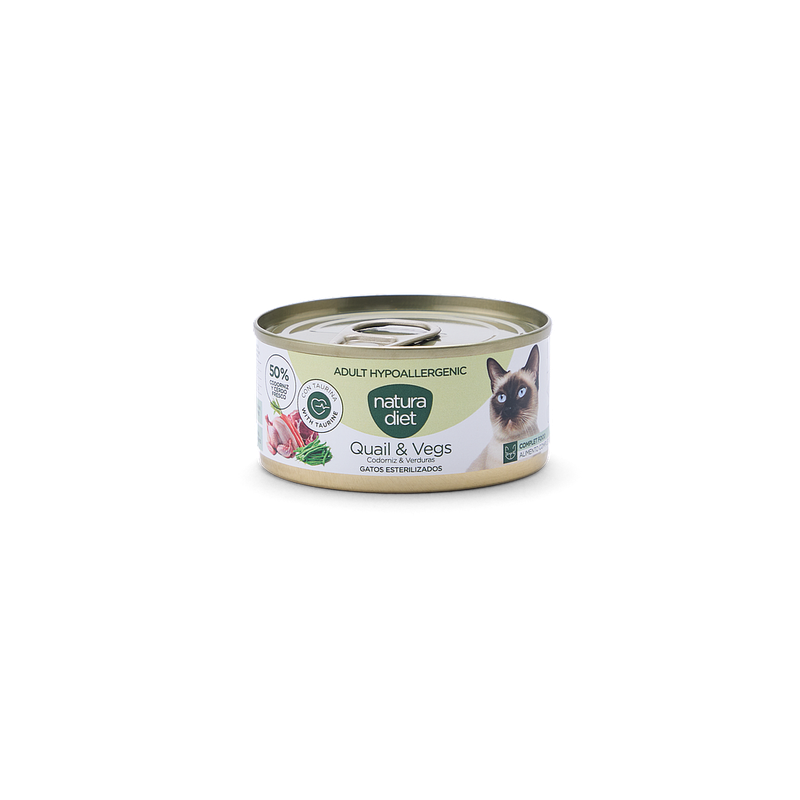 Natura Diet Adult Hypoallergenic Quail & Vegs 85 g – Paté para gatos esterilizados Natura Diet Adult Hypoallergenic Quail & Vegs 85 g – Paté para gatos esterilizados