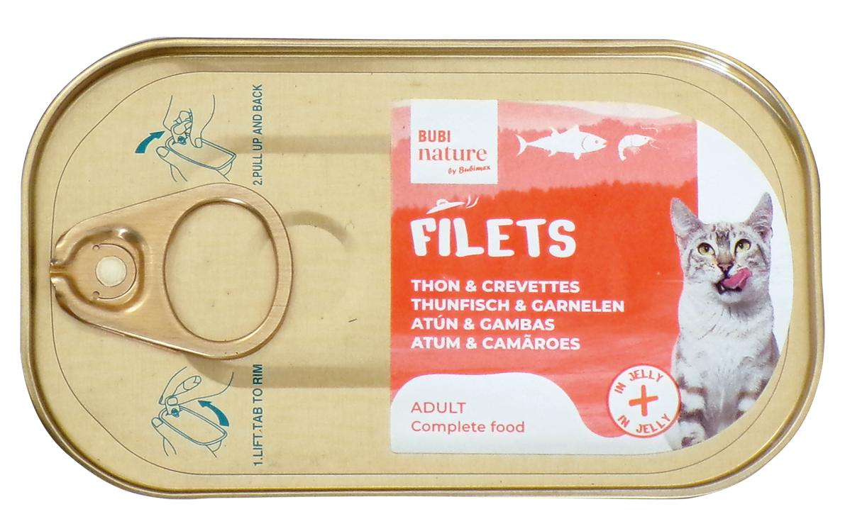 Lata Bubi Nature Filets atún y gambas en gelatina para gatos adultos 85 g Lata Bubi Nature Filets atún y gambas en gelatina para gatos adultos 85 g