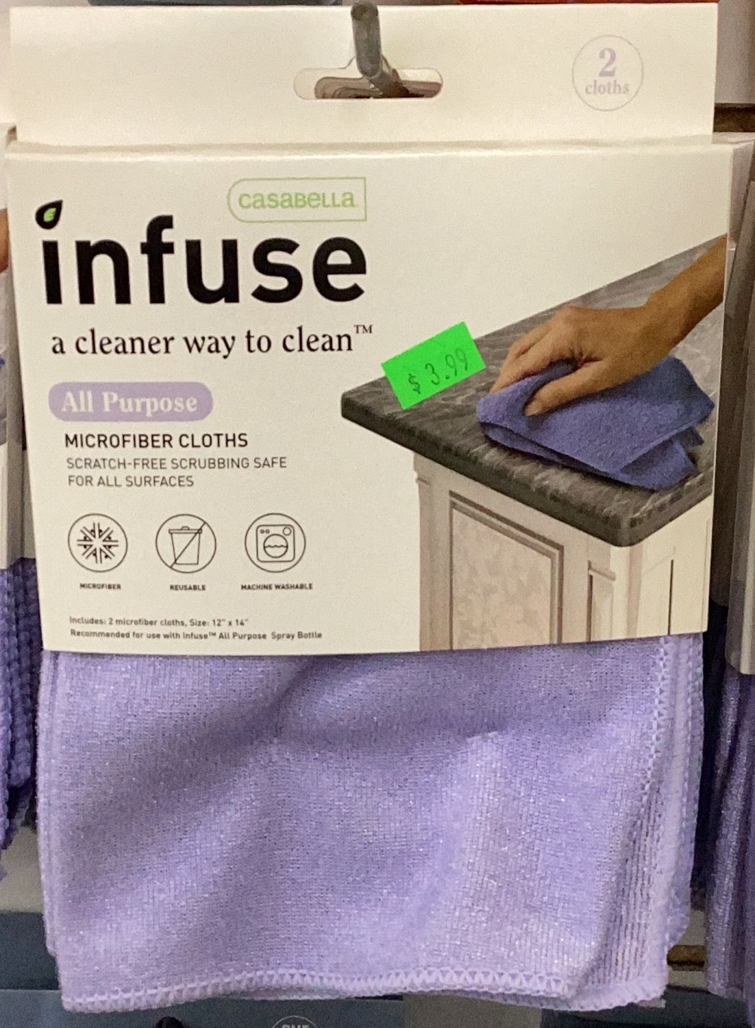Casabella Infuse All Purpose Microfiber Cloths -2 Cloths