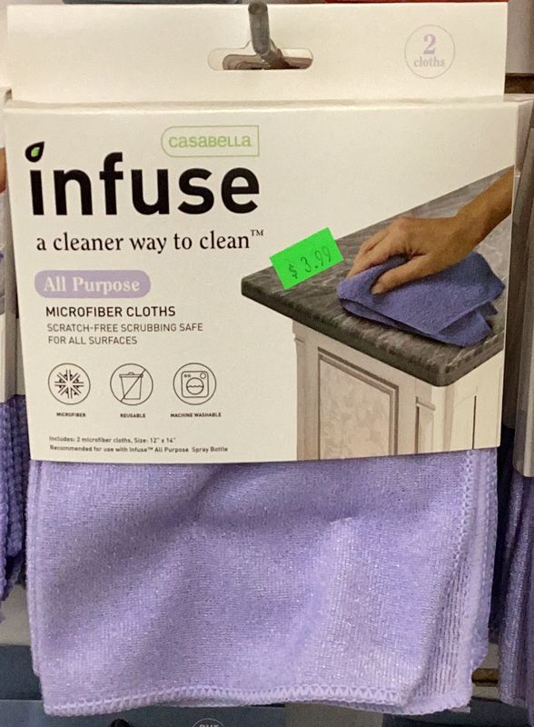 Casabella Infuse All Purpose Microfiber Cloths -2 Cloths