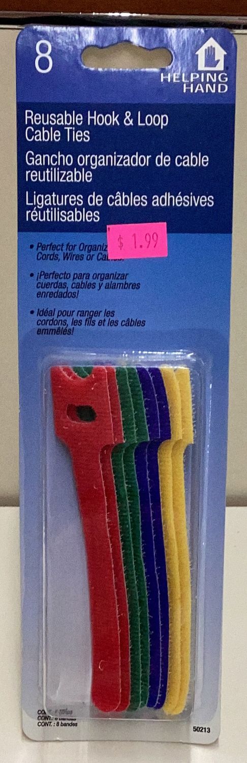 Helping Hand Reusable Hook &amp; Loop Cable Ties -8 pc.