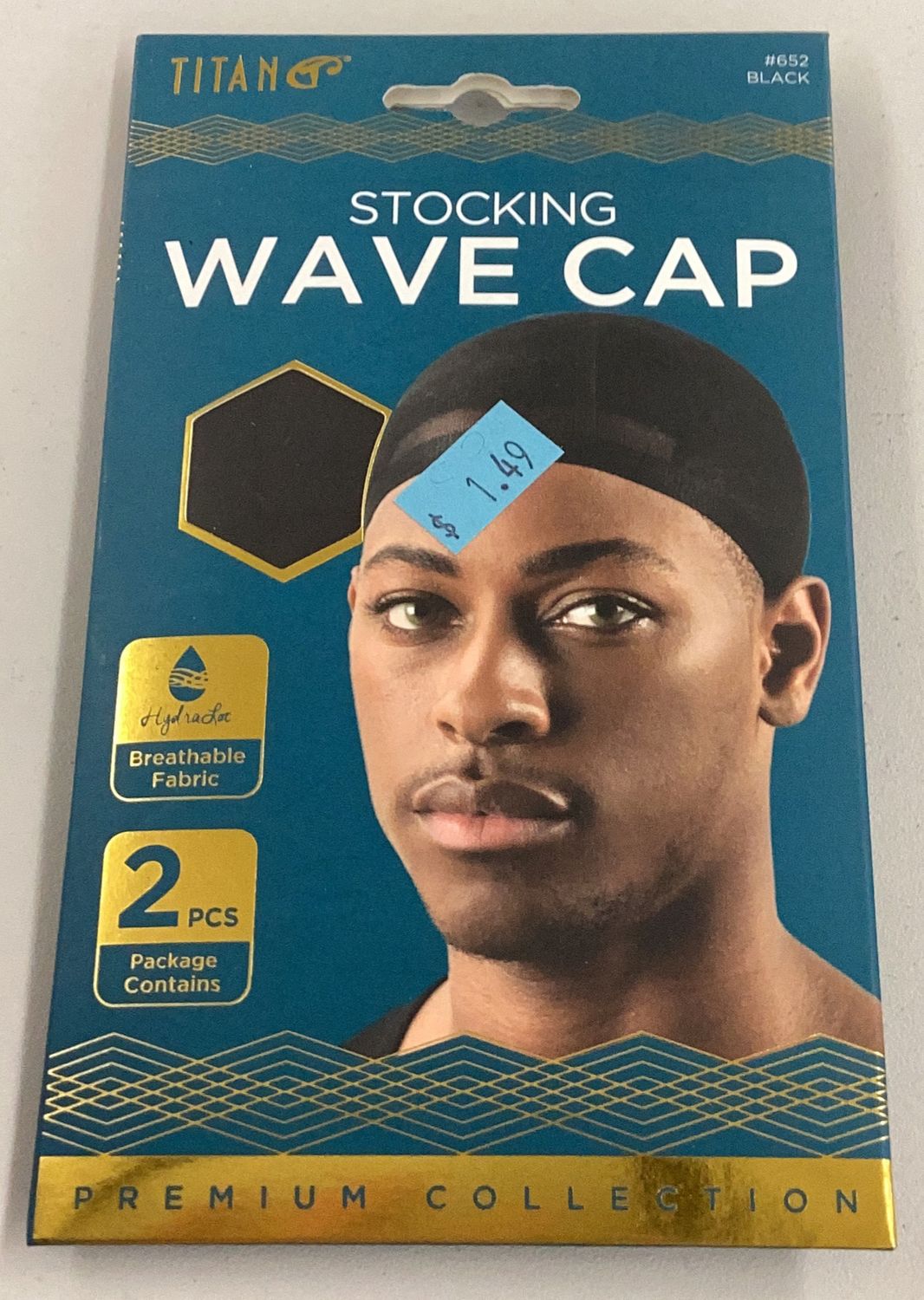 Titan Premium Collection #652 Black Stocking Wave Cap 2 count