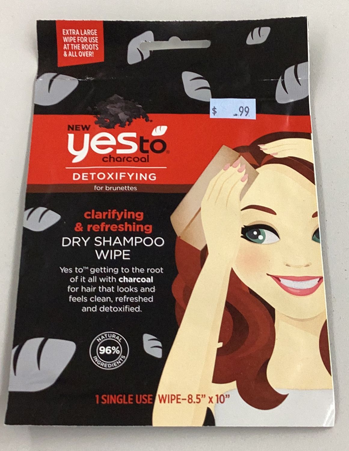 Yes To Charcoal Detoxifying Clarifying and Refreshing Dry Shampoo Wipe for Brune