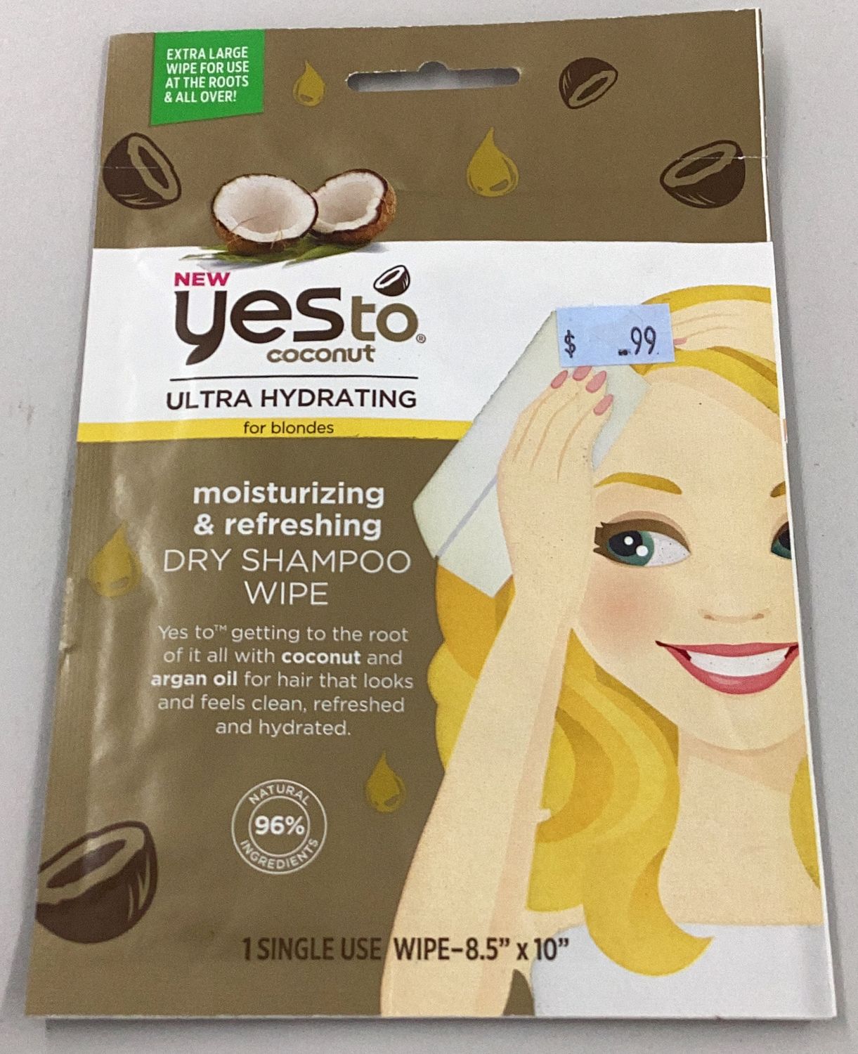 Yes To Coconut Ultra Hydrating Moisturizing and Refreshing Dry Shampoo Wipe for Blondes