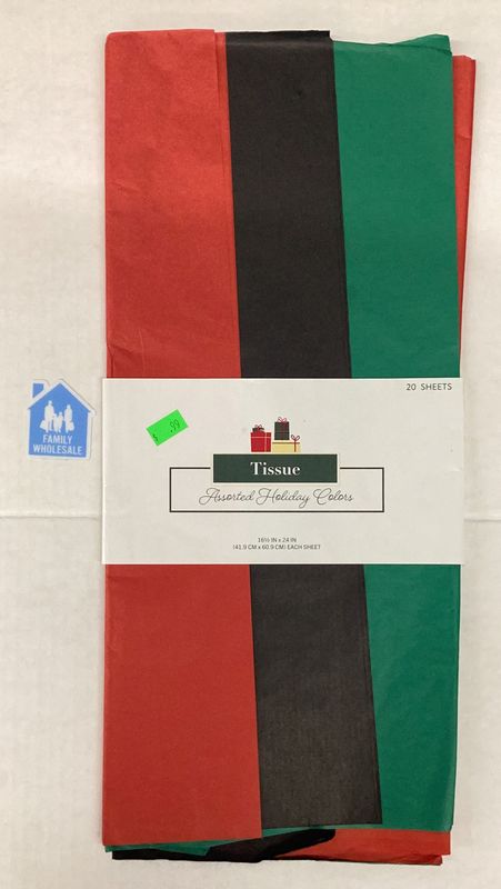Gift Tissue Assorted Holiday Colors - Red/Green 20 Sheets