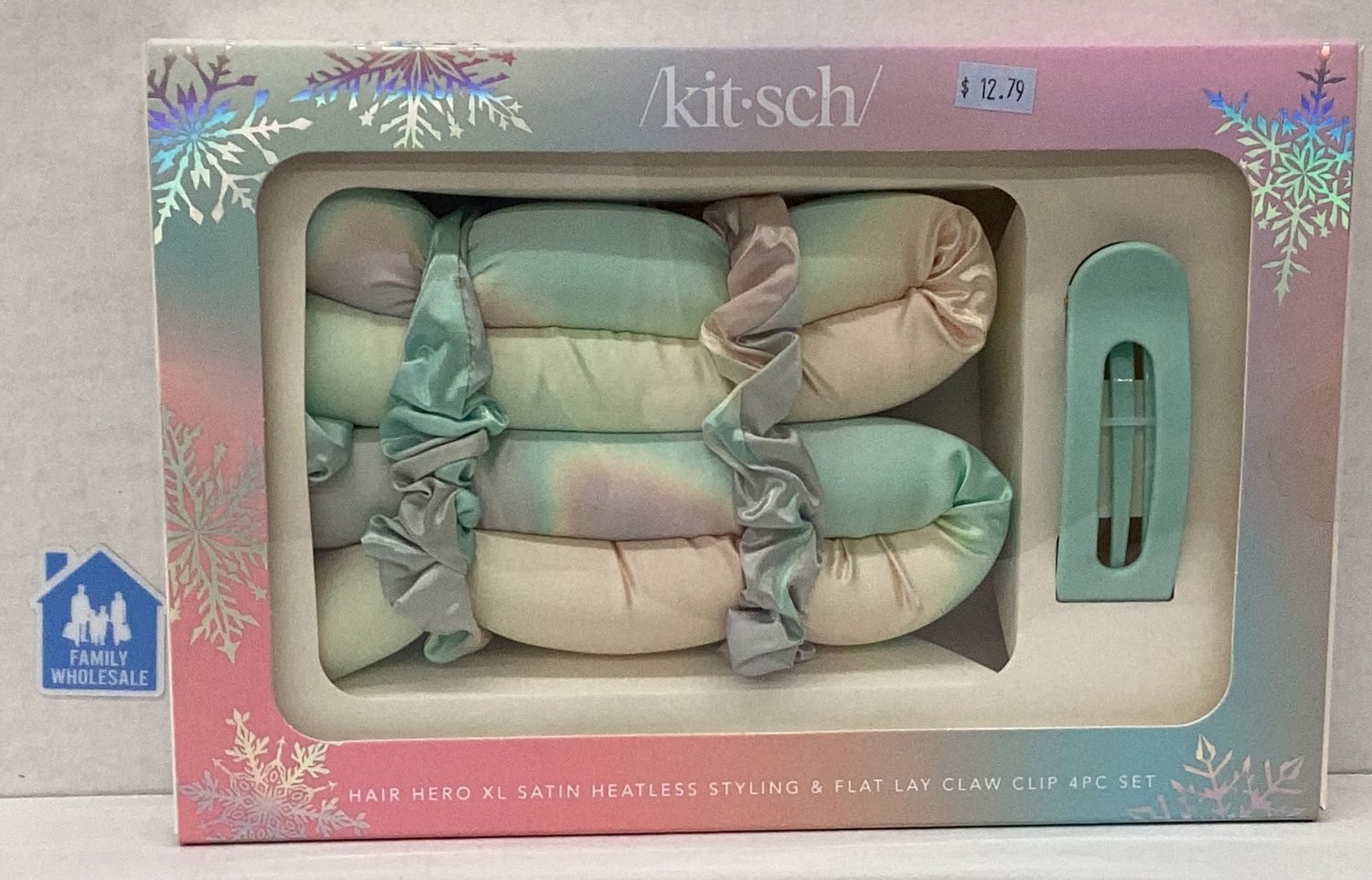 KITSCH Hair Hero XL Satin Heatless Styling and Flat Lay Clip 4pc Set