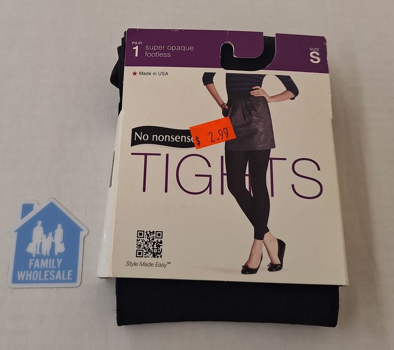 No nonsense Women s Super Opaque Control Top Footless Tights 1 Pair Pack Black S