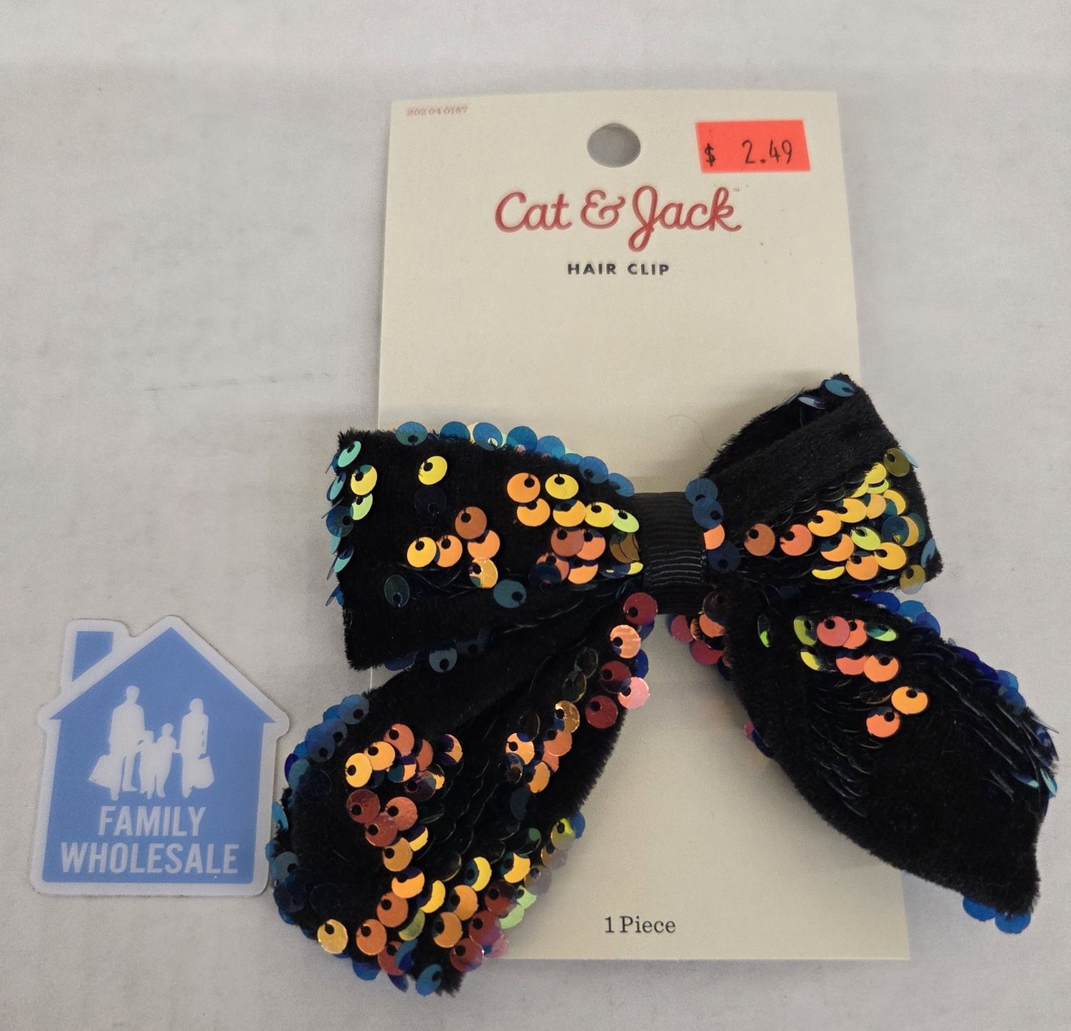 Cat &amp; Jack Girls&#39; Sequin Velvet Tail Bow Clip