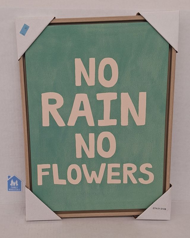 12&quot; X 16&quot; &#39;No Rain No Flowers&#39; Framed Wall Canvas