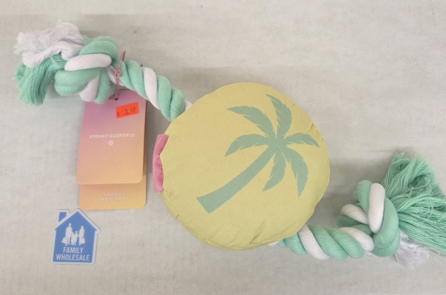 Large Plush Palm Tree &amp; Rope Dog Toy Light Yellow/Green - Stoney Clover Lane