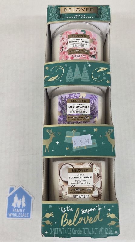 Beloved Vegan  Scented Candles 3 pk