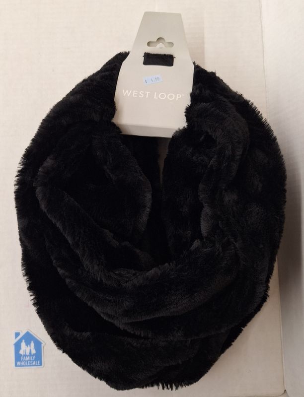 West Loop Ladies Faux Fur Infinity Scarf - black