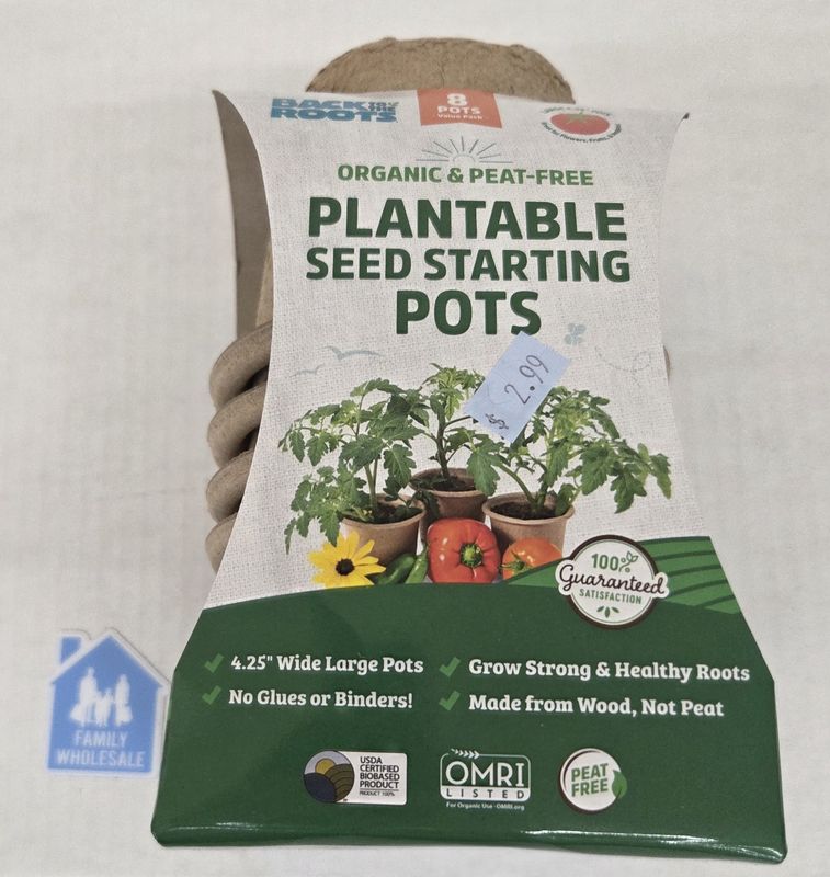 Back to the roots Organic &amp; Peat- free Plantable seed starting pots 8 pots value pack