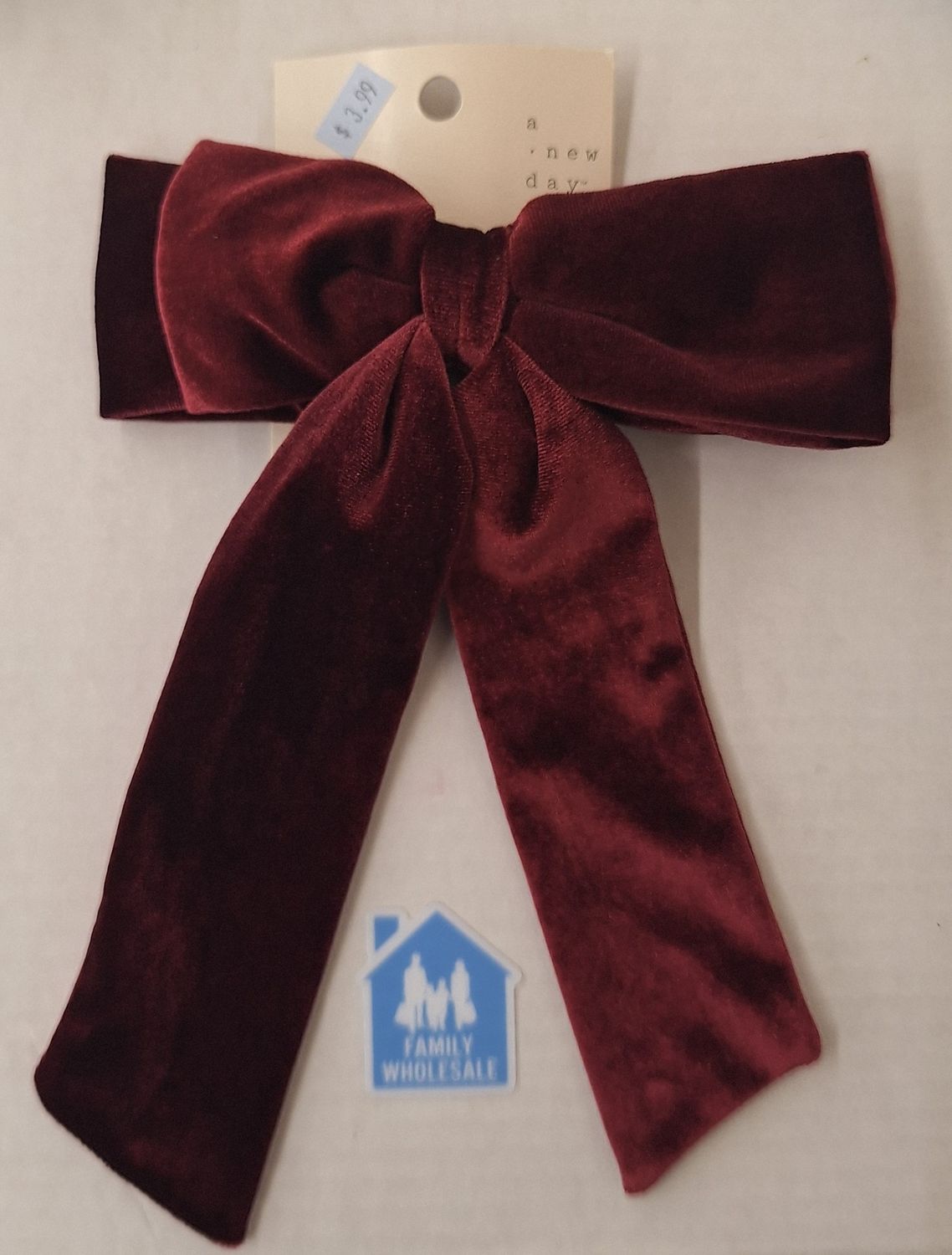 A New Day Red Velvet Bow Clip