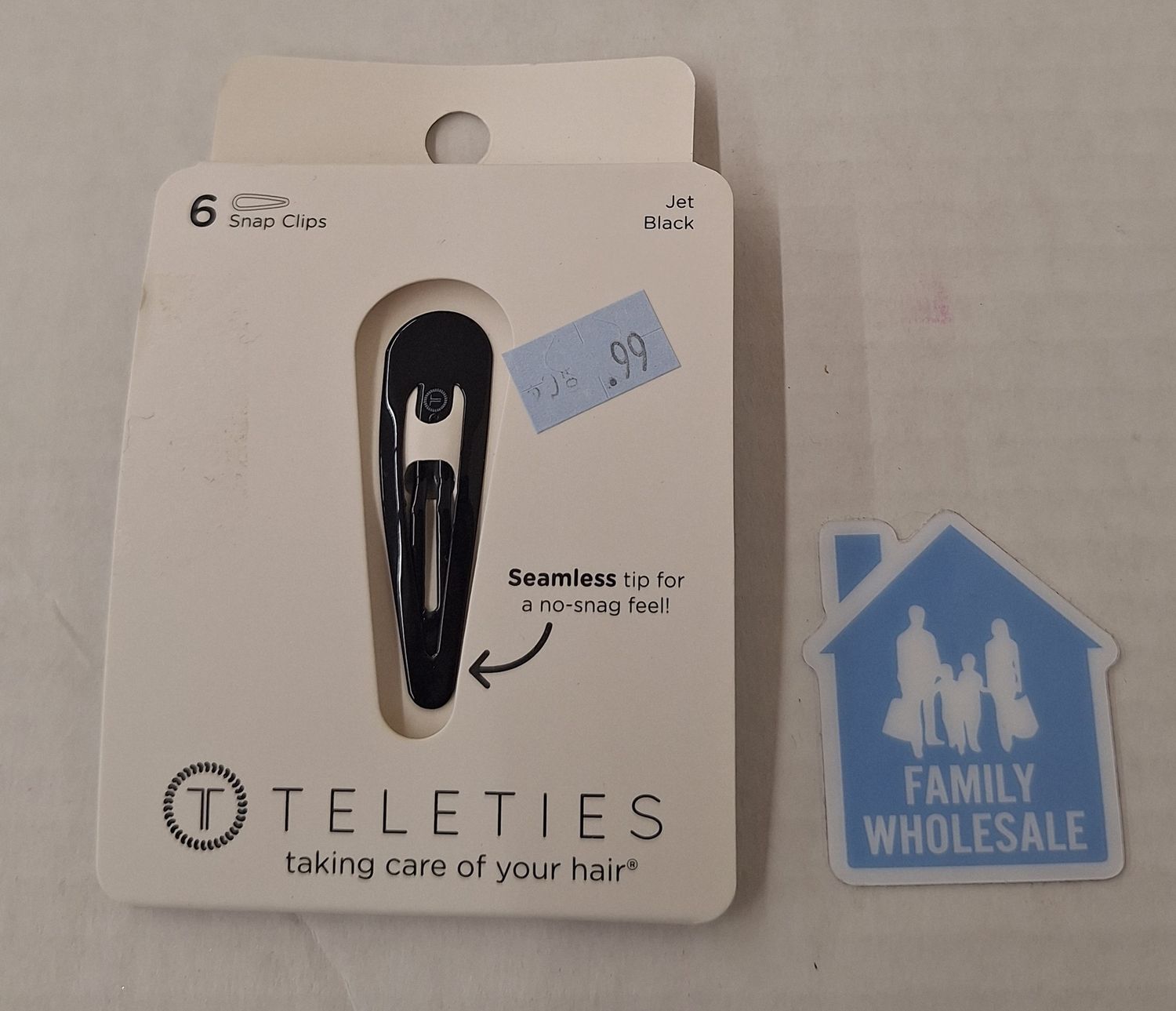 Teleties 6 Snap Clips Jet Black