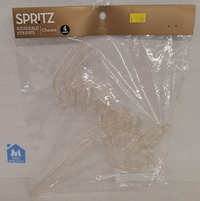 Spritz Reusable Straws &quot;cheers&quot; 4 ct.