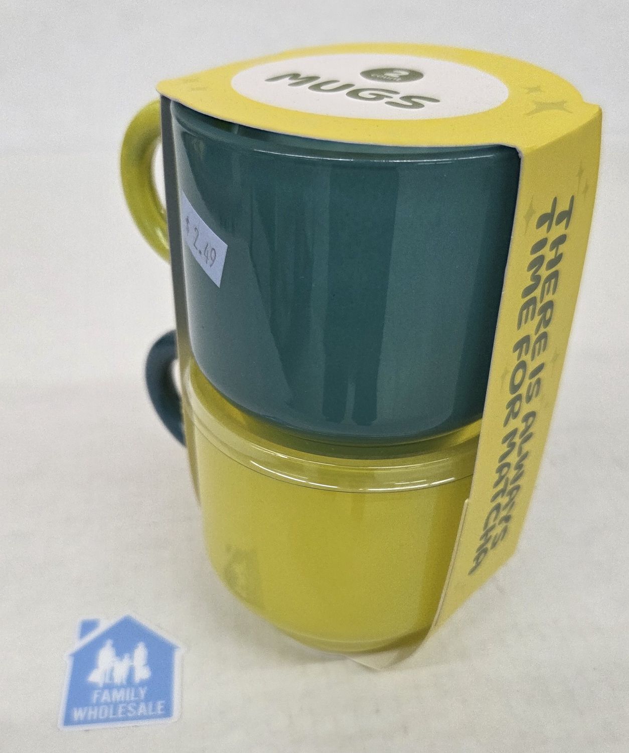 Teal/Yellow glass 2pk mug