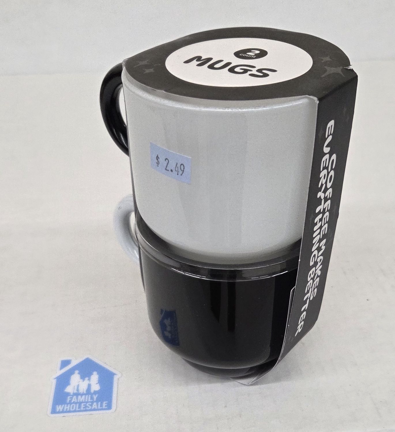 Black/white glass  2pk mug