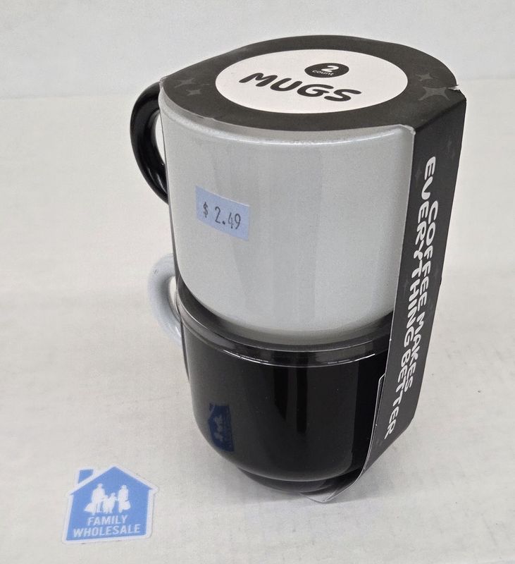 Black/white glass  2pk mug