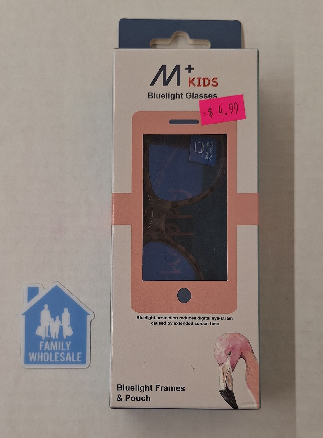 M+ Kids Bluelight Glasses Molly, Pink Tortoise 50-18-136
