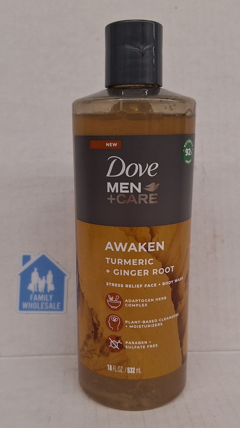 Dove Men+Care Liquid Face &amp; Body Wash for Men Awaken Turmeric + Ginger Root