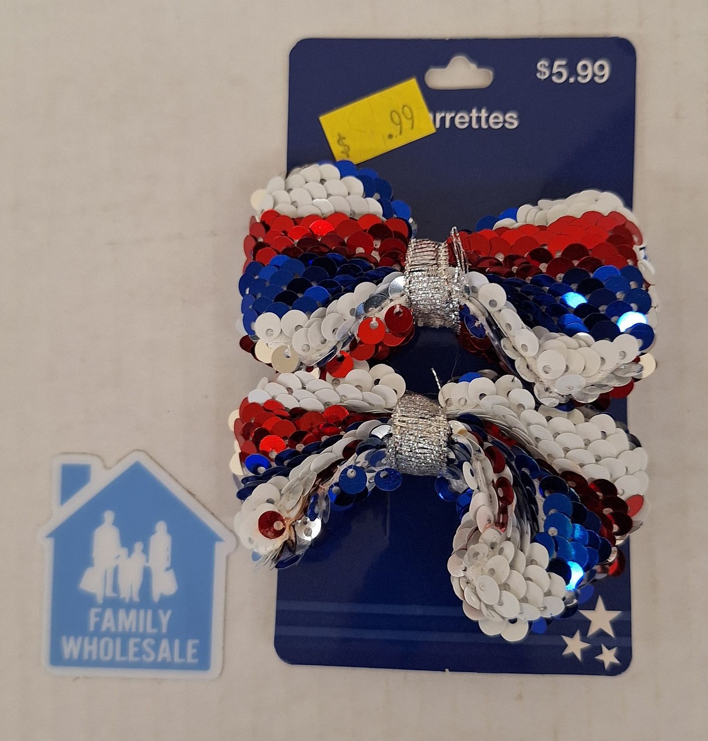 Red White &amp; Blue Bow Tie Barrettes