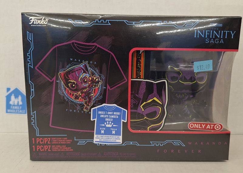 Funko POP! and Tee Marvel Black Panther [Blacklight] with Size M T-Shirt