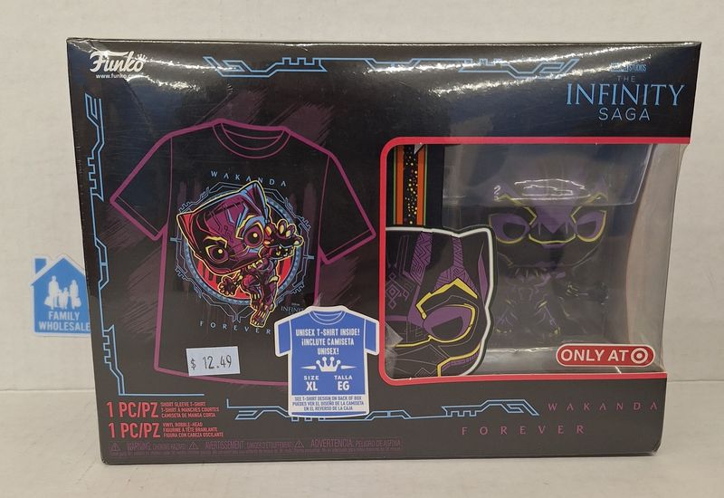 Funko POP! and Tee Marvel Black Panther [Blacklight] with Size XL T-Shirt