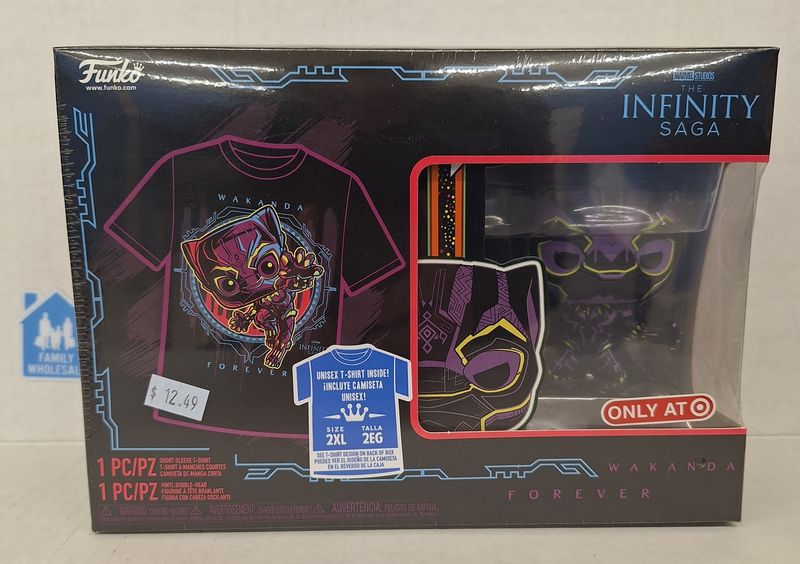 Funko POP! and Tee Marvel Black Panther [Blacklight] with Size 2XL T-Shirt