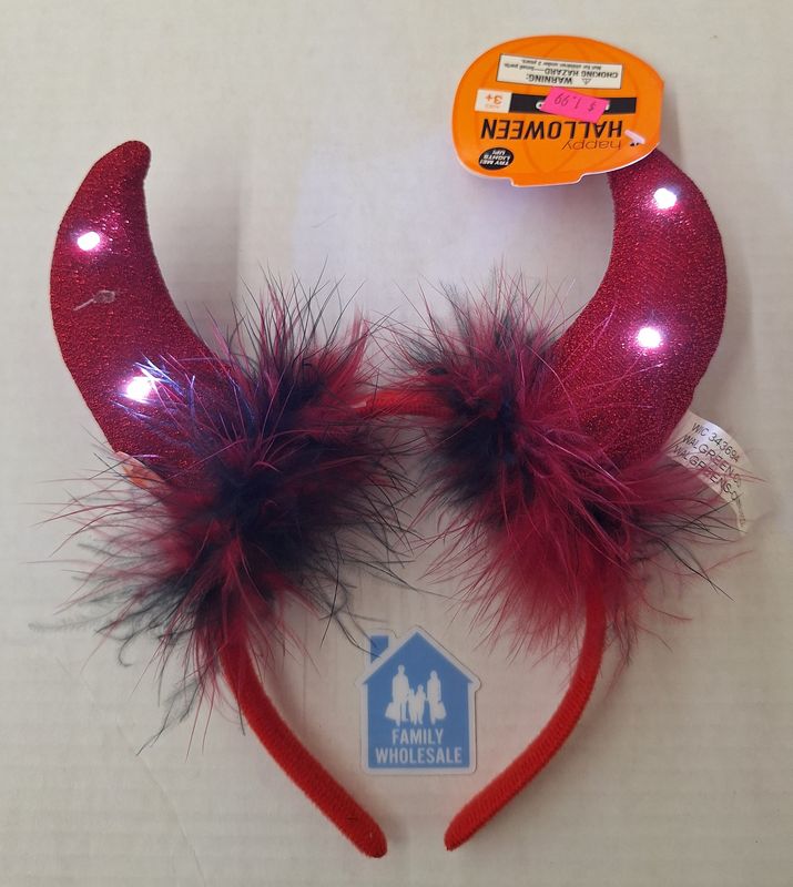 Happy Halloween Headband Light Up Devil Horns