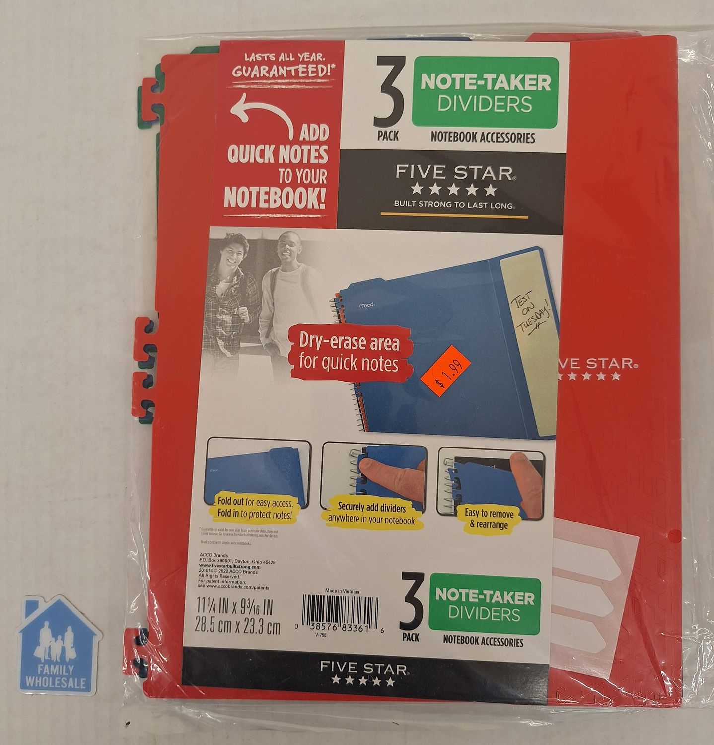 Mead Five Star Note Taker Dividers 3 Pack