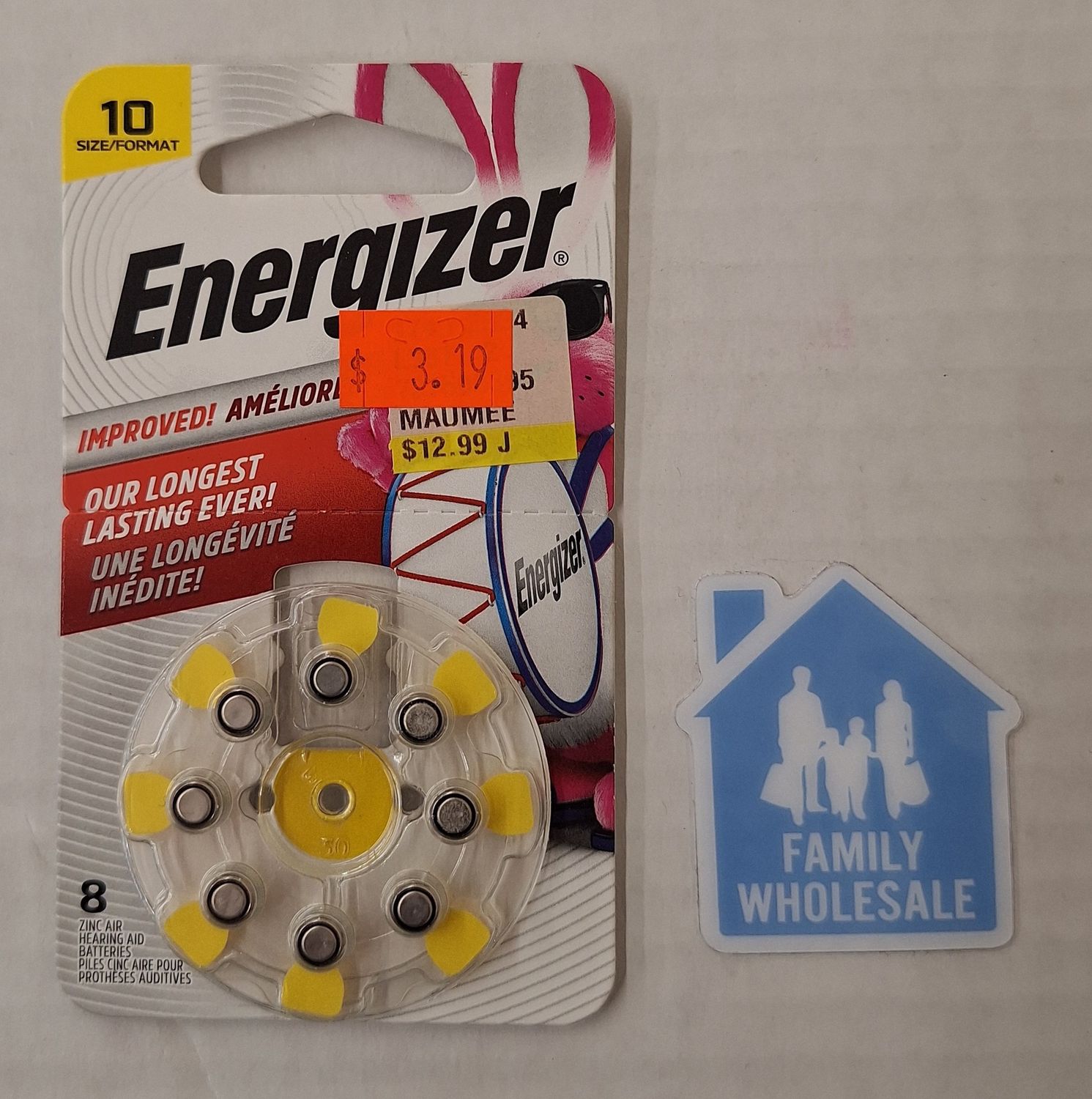 Energizer Hearing Aid Batteries Size 10 Yellow Tab 8 Pack