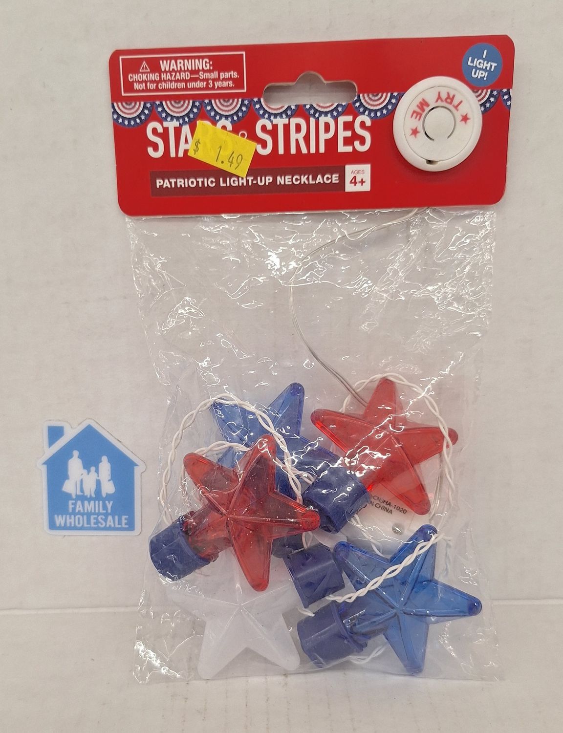 Stars &amp; Stripes Patriotic Light-up Necklace