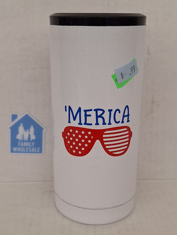 14oz Stainless Steel Slim Can Coozie &#39;Merica