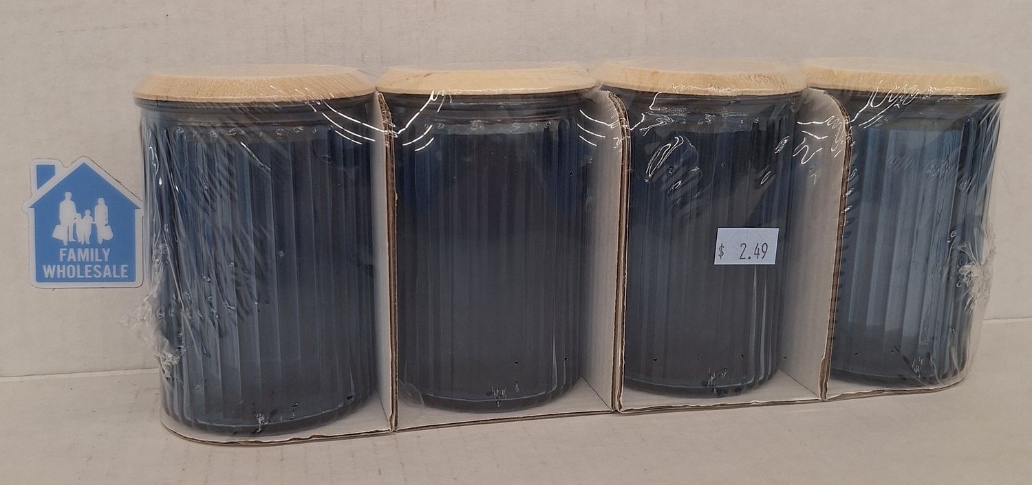 4 PK Glass Jars Dark Blue