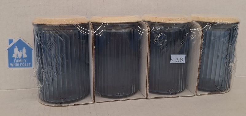4 PK Glass Jars Dark Blue