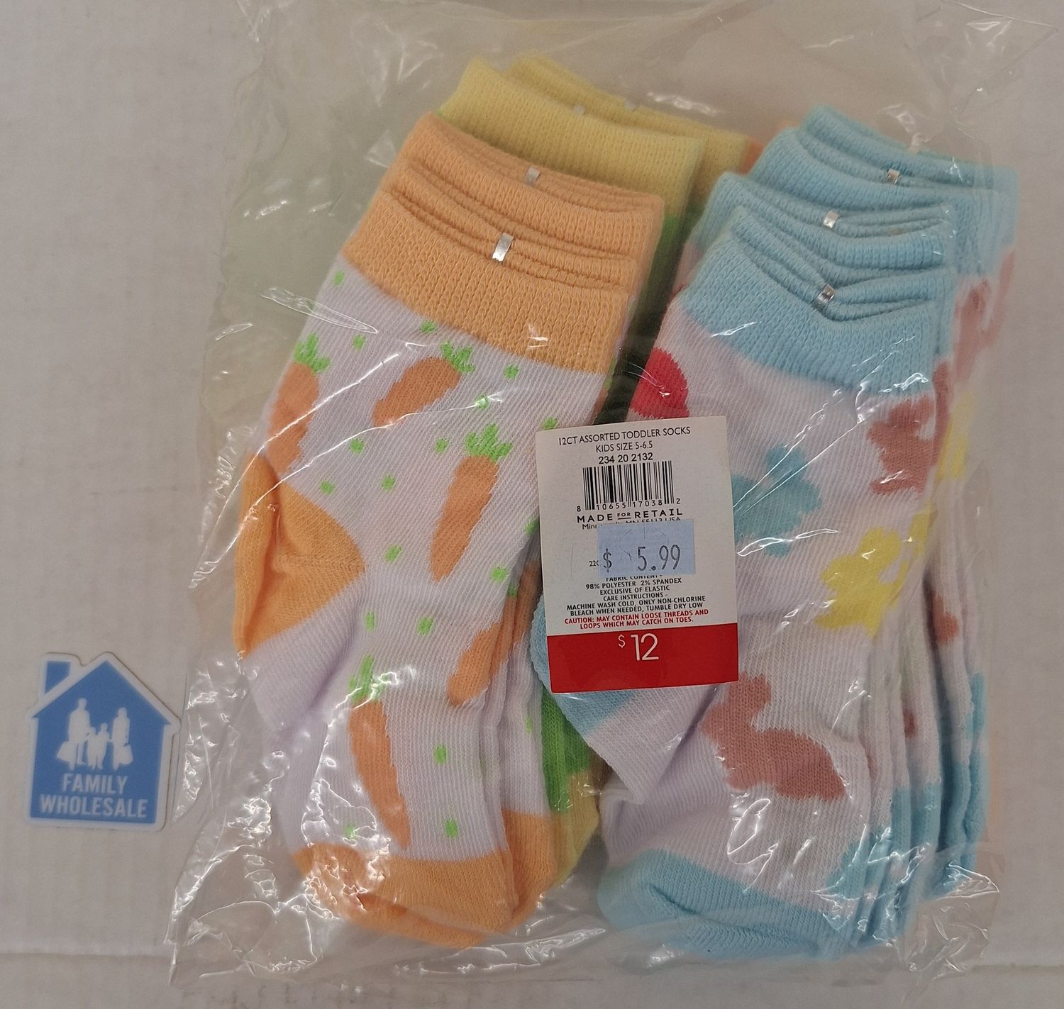 12ct Toddler Socks Assorted Easter Patterns Size 5-6.5