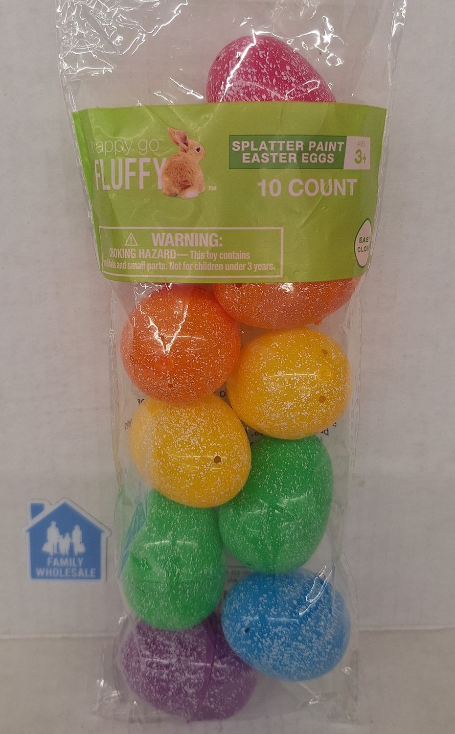 Happy Go Fluffy Plastic Easter Eggs Splatter 10ct