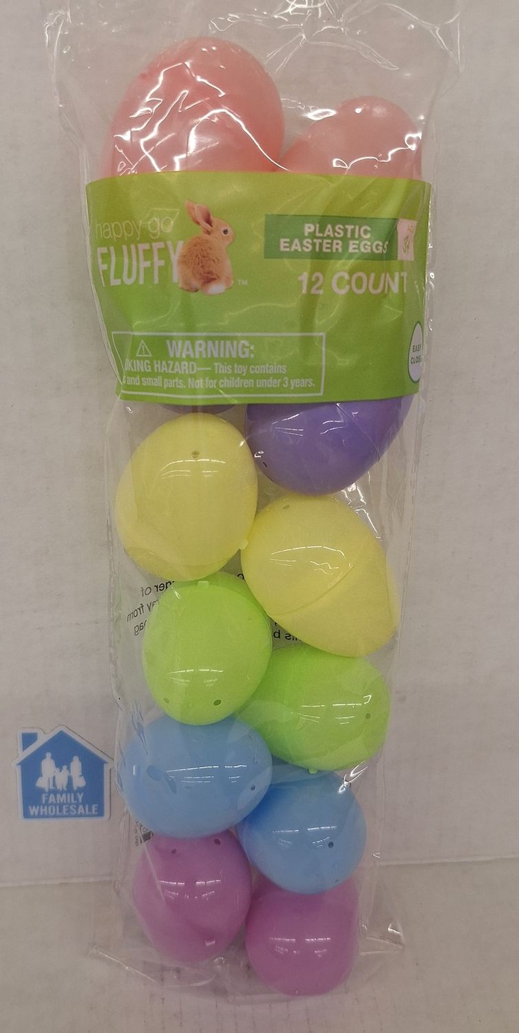 Happy Go Fluffy Plastic Easter Eggs Pastel 12ct