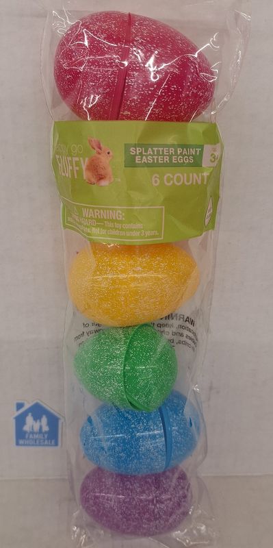 Happy Go Fluffy Plastic Easter Eggs Splatter 6ct