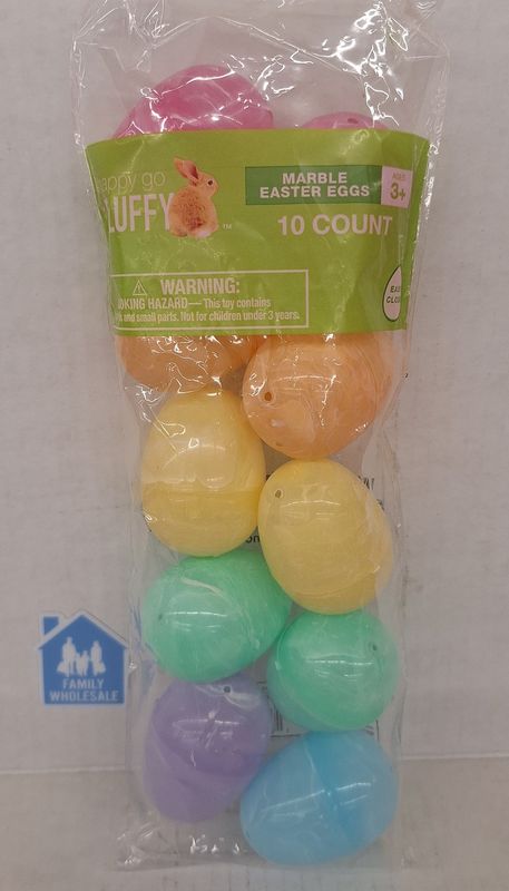 Happy Go Fluffy Plastic Easter Eggs Marble 10ct
