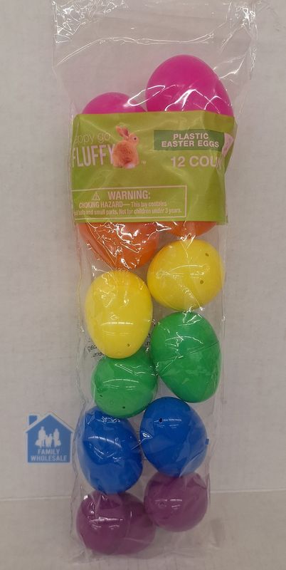 Happy Go Fluffy Plastic Easter Eggs Bright 12 ct