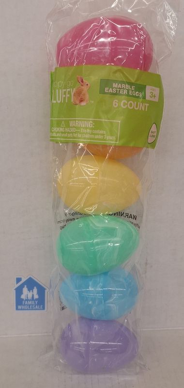 Happy Go Fluffy Plastic Easter Eggs Marble 6ct