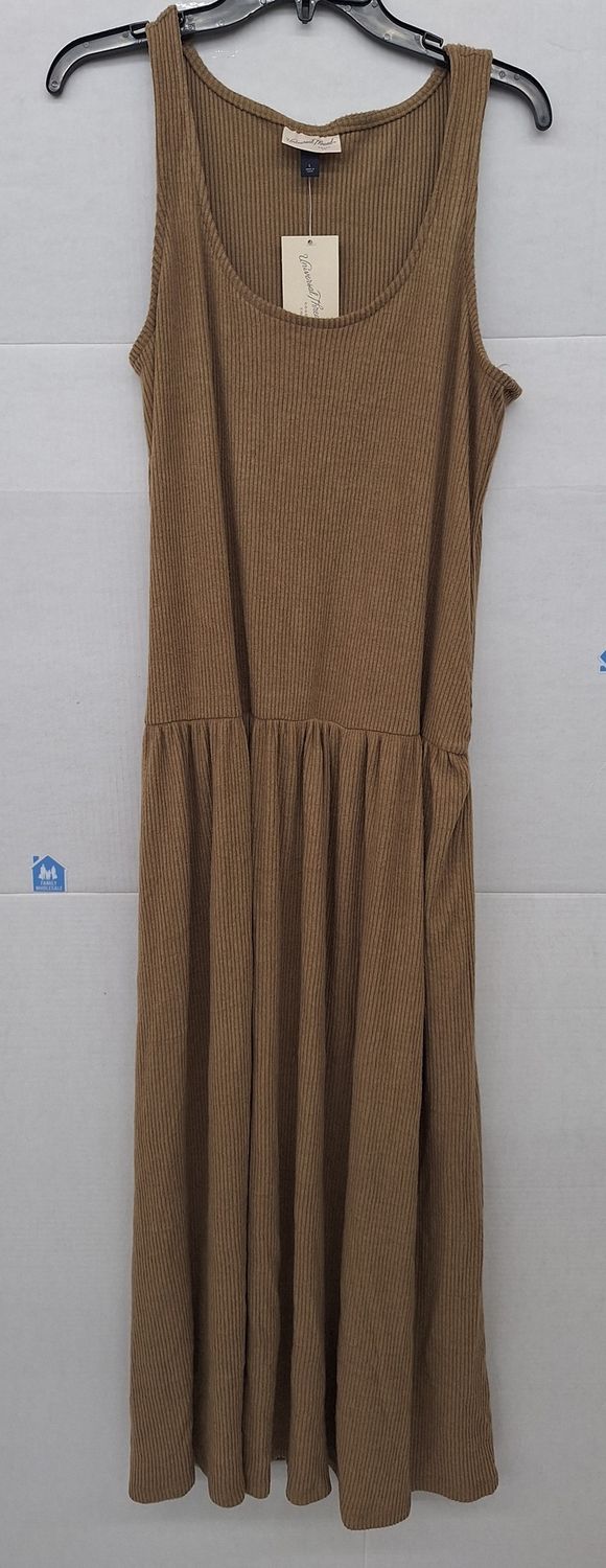 Universal Thread Drop Waist Knit Midi Slip Dress Brown  L
